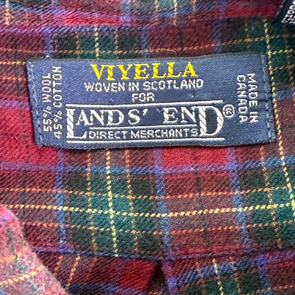 Lands’ End Men’s Red Plaid Cotton Long Sleeve Button-Down Shirt Size L - Picture 5 of 8